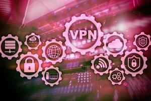 säker vpn-anslutning. virtuellt privat nätverk eller internetsäkerhetskoncept foto