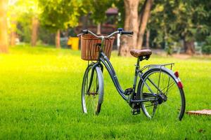 vintage cykel väntar på gräset foto