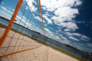 volleybollnät på grand beach i Manitoba foto