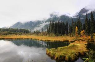 reflektioner över en british columbia sjö foto