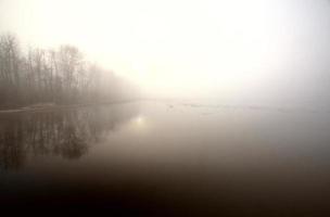dimmig morgon sjö på våren saskatchewan foto