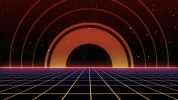 retrostil 80-tal sci-fi bakgrund futuristisk med laser rutnät landskap. digital cyberytestil från 1980-talet. foto