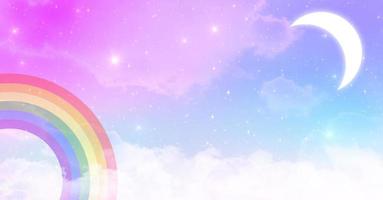 abstrakt kawaii. regnbågsdrömmar unicorn himmel bakgrund. mjuk gradient pastell tecknad grafik. koncept för bröllopskortdesign eller barnkalas foto