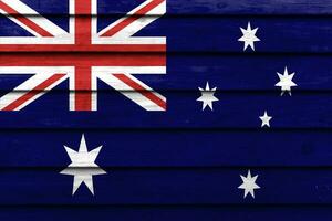 Australiens nationella flagga målad på trä bakgrund. foto