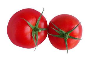 två röda tomater på en vit bakgrund, isolera foto
