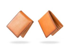 ny läder brun män plånbok isolerad på vitt foto
