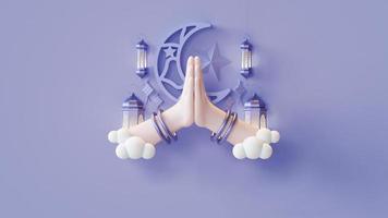 eid mubarak mall med handgest 3d render illustration foto