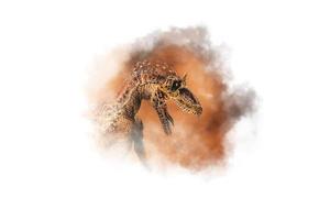 cryolophosaurus, dinosaurie på rök bakgrund foto