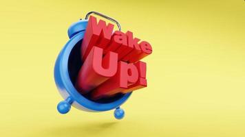 retro vintage väckarklocka med vakna formulering tid koncept 3d-rendering foto