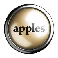 äpplen ord på isolerade knappen foto