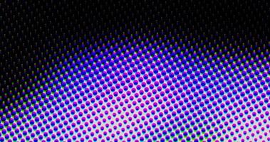 abstrakt ljuslila prickar rutnät halvtonsvåg futuristiskt vridet mönster med cirkel minimalism geometri struktur på svart. foto