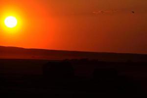 präriesolnedgång i natursköna saskatchewan foto