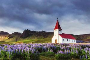 lutherska kyrkan i vik. island. foto