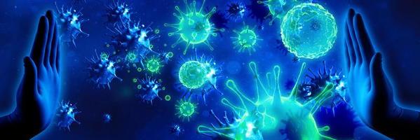 stoppa coronavirus bakgrund, pandemisk riskkoncept. 3d illustration foto