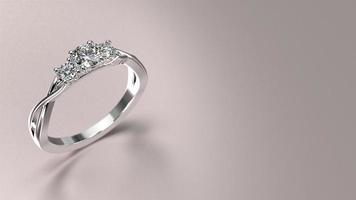 vitguld förlovningsring med diamant 3d rendering med vacker bakgrund foto