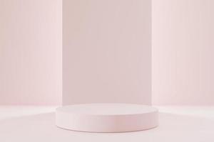3d-rendering. tomt podium minimal abstrakt scen geometrisk form på rosa bakgrund. 3D-podiummockup eller plattform för kosmetisk produktpresentation. foto
