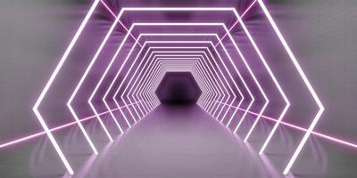 tunnel av teknologi laserljus och neonljus foto