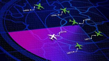 simuleringsskärm som visar olika flygningar för transport och passagerare. foto