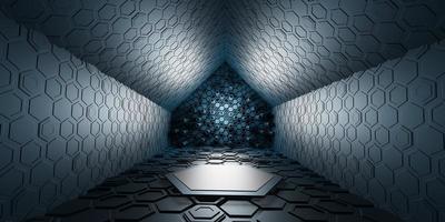 tunnel korridor hexagon textur teknik modern futuristisk science fiction bakgrund 3d illustration foto