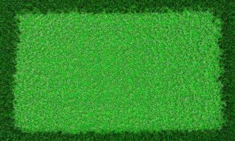 en ljusgrön gräsmatta i mitten är kortklippt och bården är långt gräs. bildramens struktur är gräs, kanten på gräset är mörkgrön. använd för bakgrund och tapeter. 3d-rendering foto
