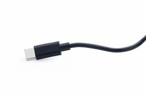 USB typ c-kabel isolerad på vit bakgrund. med urklippsbana foto