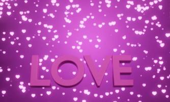 rosa bokstäver av kärlek isolerad på rosa bakgrund för glad alla hjärtans dag firande i 3D-rendering. foto