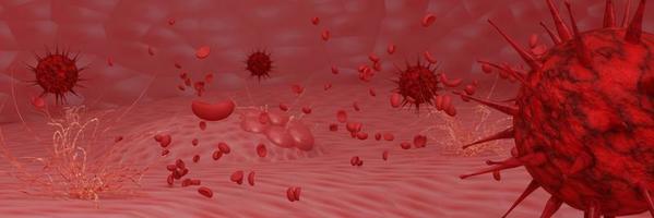 modell för coronavirus covid-19 utbrott och coronavirus influensa koncept farliga influensa fall som en pandemi medicinsk hälsorisk med sjukdomscell som en 3d rendering foto