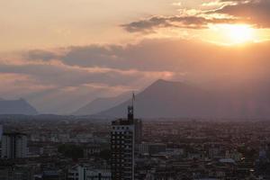 solnedgång från toppen av mole antonelliana piemonte italien foto