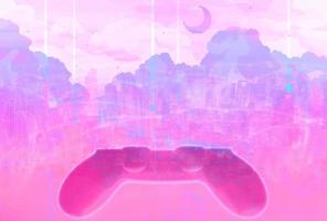 futuristisk joystick controller cyber punk tema färg metaverse nft spelkoncept foto