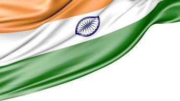 Indien flagga isolerad på vit bakgrund, 3d illustration foto