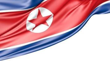 Nordkoreas flagga isolerad på vit bakgrund, 3d-illustration foto