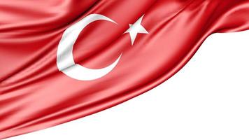 Turkiet flagga isolerad på vit bakgrund, 3d illustration foto