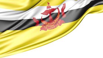 brunei flagga isolerad på vit bakgrund, 3d illustration foto