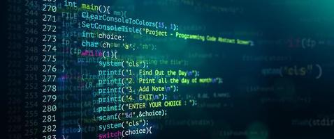 abstrakt modern teknik för programmeringskod skärmutvecklare. foto