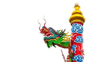 kinesisk drake virad runt röd stolpe foto