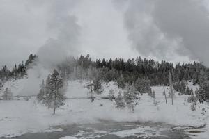 vinterlandskap från Yellowstone nationalpark. foto