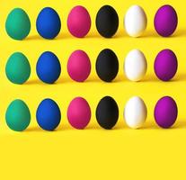 färgglada ägg på den gula bakgrunden. svarta liv är viktiga, alla liv är viktiga, mångfald, koncept för lika rättigheter foto