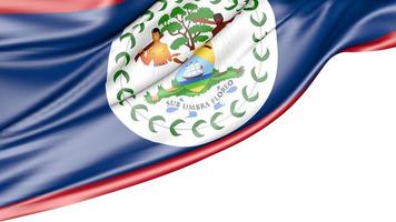 belize flagga isolerad på vit bakgrund, 3d illustration foto