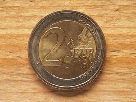 2 euromynt gemensam sida, europas valuta foto