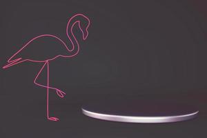 3D-podium med flamingo. abstrakt minimal fälg showcase för produktmarknadsföring. foto