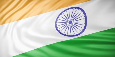 vackra Indien flagga våg närbild på banner bakgrund med kopia utrymme., 3D-modell och illustration. foto