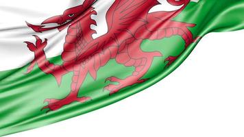 wales flagga isolerad på vit bakgrund, 3d illustration foto