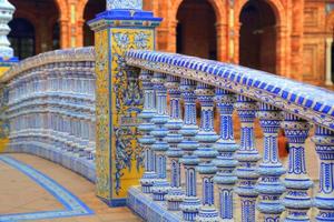 plaza de espana, sevilla, arkitektoniska detaljer och ornament foto