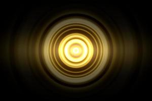 abstrakt glödande cirkel gul ljuseffekt med ljudvågor oscillerande bakgrund foto