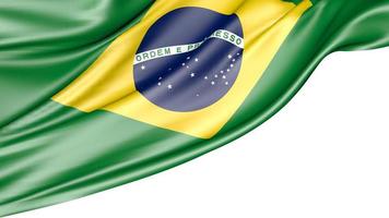 Brasilien flagga isolerad på vit bakgrund, 3d illustration foto