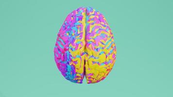 färgglada låg poly sidovy hjärnan 3d render isolerad på bakgrunden foto