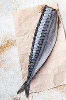 fisk färsk makrill skaldjur hälsosam måltid mat kost mellanmål på bordet kopia utrymme mat bakgrund foto