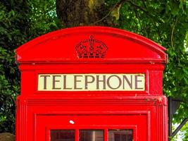 hdr röd telefonbox i london foto