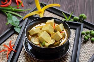 grön curry tofu vegetabilisk mat. foto