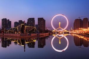 den vackra nattsikten över Tianjin